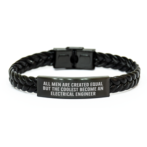 Gifts from Men, Funny Electrical Engineer Quote Interlaced Leather Brac, Unique Electrical Engineer Gifts for Mother's Day - Image 1