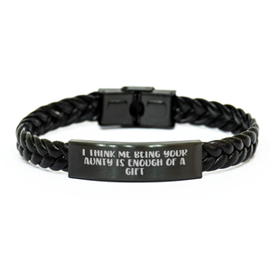 Funny Aunty Gifts from Men to Women Interlaced Leather Bracelet with Inspirational Quote for Mother's Day - Image 1