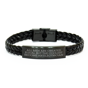 Cool Electrician Gifts from Men - Inspirational Interlaced Leather Bracelet for Electrician Friends and Family on Mother's Day - Image 1