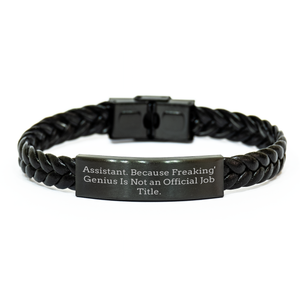 Gifts from Friends for Assistant - Funny Quote Interlaced Leather Bracelet, Graduation Unique Presents for Men, Women, Coworkers, Family - Image 1