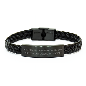 Author's Proud, Funny Quote Interlaced Leather Bracelet, Gifts from Friends to Author, Unique Graduation Gifts for Men - Image 1