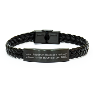 Court Reporter Gifts, Funny Quote Interlaced Leather Bracelet, Gifts from Men to Court Reporter, Unique Mother's Day Unique Gifts for Her - Image 1