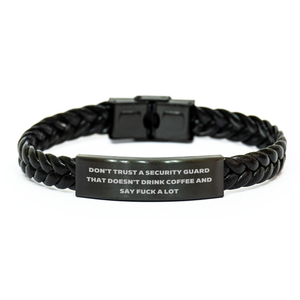 Security Guard Funny Quote Interlaced Leather Braclet, Gifts from Friends to Security Guard, Unique Graduation Gifts for Men, Funny Quote Interlaced Leather Braclet - Image 1
