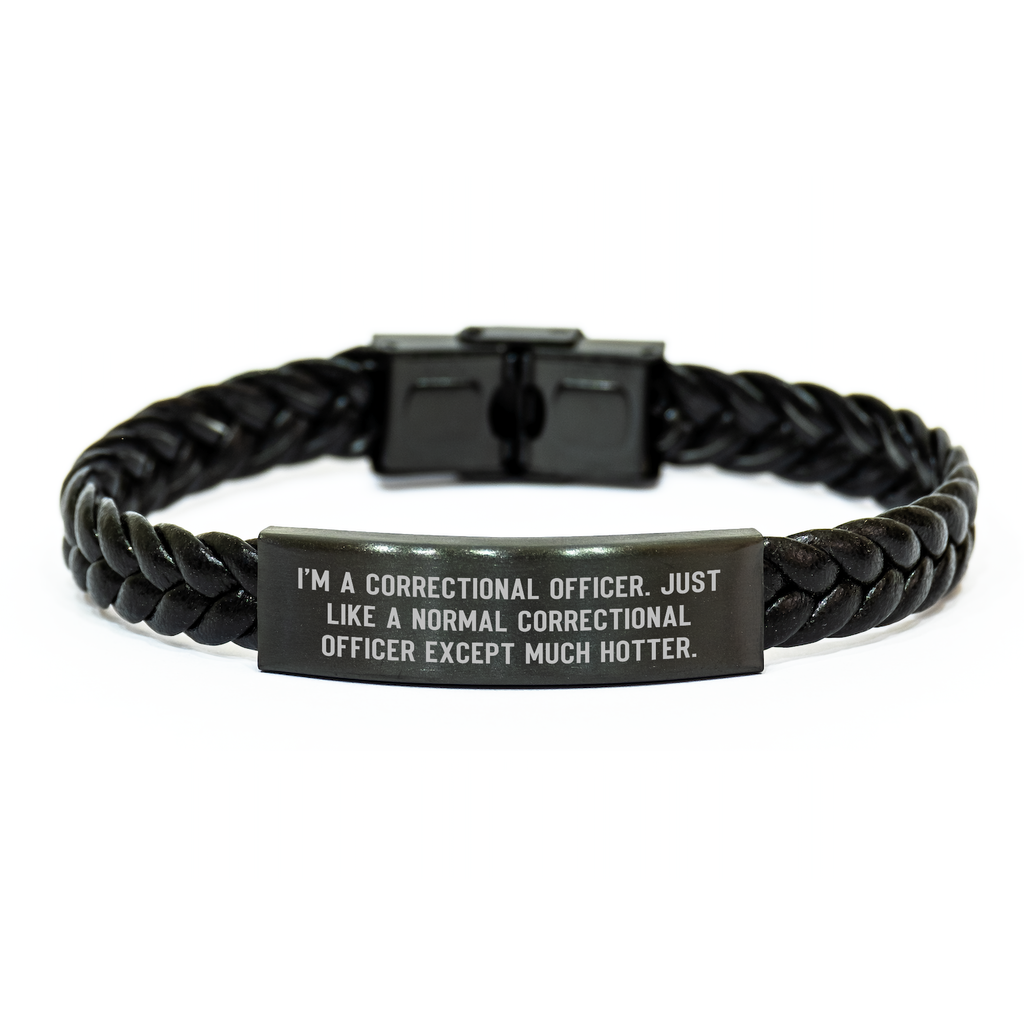 Correctional Officer Gifts, Funny Quote Interlaced Leather Bracelet, Gifts from Family for Correctional Officer Mom, Mother's Day Unique Gifts - Image 1