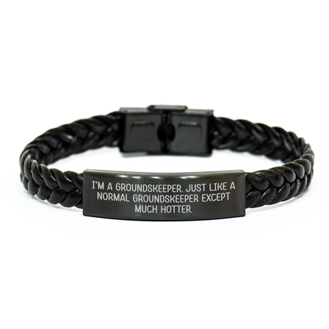 Image of groundskeeper Humor Interlaced Leather Bracelet, Funny Gifts from Men to Women on Mother's Day - Image 1