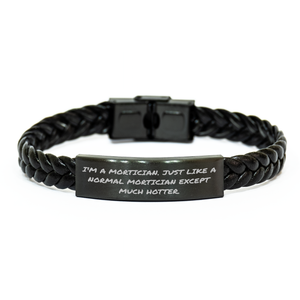 Mortician Gifts, Funny Quote Interlaced Leather Bracelet for Men, Graduation Unique Gifts from Friends to Mortician - Image 1