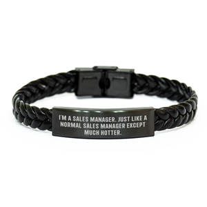 Sales Manager Gifts from Men - Funny Interlaced Leather Bracelet for Sales Manager, Unique Mother's Day Unique Gift Ideas - Image 1