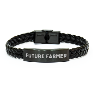 Farmer Gifts from Friends - Inspirational Future Farmer Interlaced Leather Bracelet for Graduation, Men, or Women - Image 1