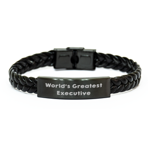 Executive Inspiration Wrist Gifts from Friends for World's Greatest Executive Interlaced Leather Bracelet - Image 1