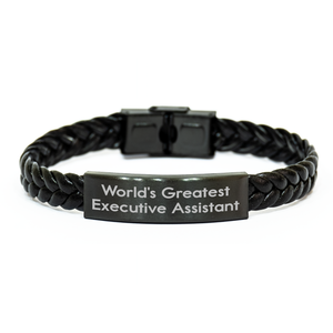 Funny Executive Assistant Gifts from Men for World's Greatest Executive Assistants on Mother's Day - Interlaced Leather Bracelet - Image 1