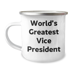 Funny World's Greatest Vice President Gifts for Mom - 12 oz Camping Mug, Stainless Steel with Enamel Finish, Gifts from Men to Mom on Mother's Day - Image 1
