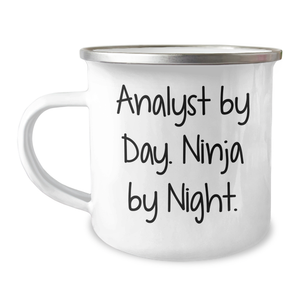Analyst Gifts from Friends, Coworkers, or Family - Funny Camping Mug for Him, Father's Day Unique Gifts, 'Analyst By Day. Ninja By Night.' Quote - Image 1