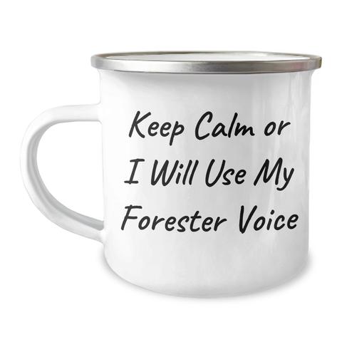 Image of Funny Forester Gifts, Camping Mug for Dad, 'Keep Calm Or I Will Use My Forester Voice' Quote, Gifts from Men for Forester, Unique Father's Day Unique Gifts - Image 1