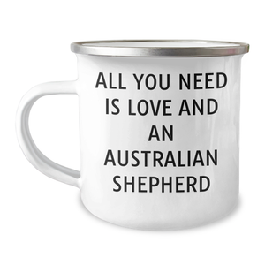 Australian Shepherd Dog Gifts, Funny Quote Mugs for Graduation, Ideal Gifts from Family, Camping Mugs for Dog Lovers, All You Need Is Love - Image 1