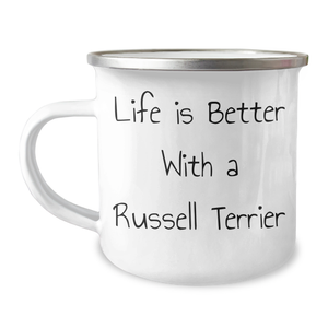 Russell Terrier Dog Lovers Funny Camping Mug, Gift from Men to Russell Terrier Dog Owners on Father's Day - Image 1