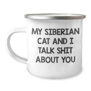 Siberian Cat Lover's Camping Mug, Funny Quote Gifts from Family to Dad on Father's Day - Gifts for Men - Image 1