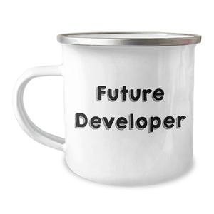 Funny Developer Gifts: Future Developer Camping Mug, Inspirational Quote for Graduation, Gifts from Friends - Image 1