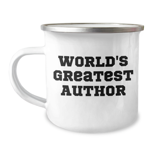 Funny Author Gifts for Her - 'World's Greatest Author' Quote on a Unique Camping Mug for Mother's Day, from Family or Friends - Image 1
