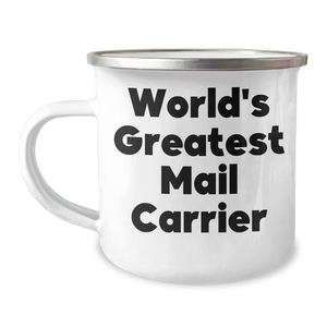 Funny Mail Carrier Gifts from Friends - World's Greatest Mail Carrier Camping Mug, 12 oz Stainless Steel with Enamel Finish, Perfect for Mother's Day - Image 1