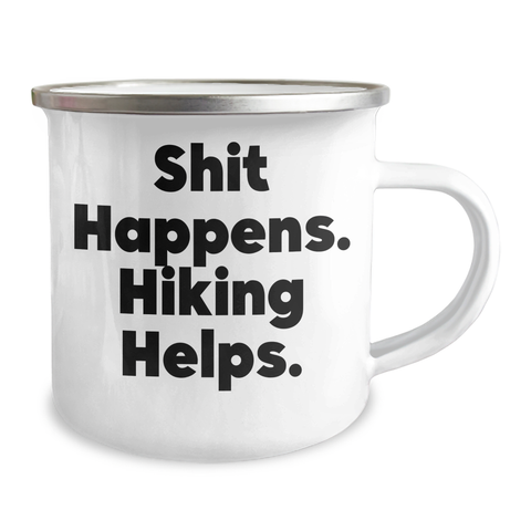 Image of Hiking Pals Gifts from Friends and Family - Funny Camping Mug for Outdoor Enthusiasts - Shit Happens. Hiking Helps., Unique Father's Day Unique Gifts - Image 2