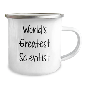 Funny Scientist Gifts for Mother's Day - 'World's Greatest Scientist' Camping Mug, 12 oz Stainless Steel with Enamel Finish, Unique Gift for Scientist Friends and Family