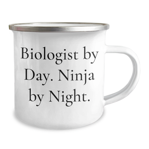 Funny Biologist Gifts for Dad, Biologist By Day. Ninja By Night. Camping Mug, Father's Day Unique Gifts from Men