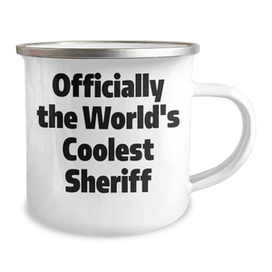 Cool Sheriff Gifts for Men - 'Officially The World's Coolest Sheriff' Camping Mug, Perfect Graduation Unique Gifts from Friends or Family