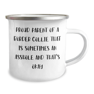 Funny Border Collie Dog Gifts for Men from Proud Parents - Unique Camping Mug for Graduation