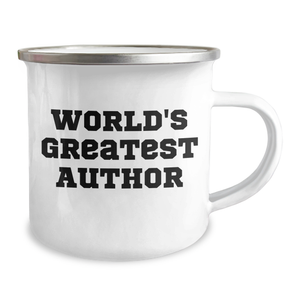 Funny Author Gifts for Her - 'World's Greatest Author' Quote on a Unique Camping Mug for Mother's Day, from Family or Friends