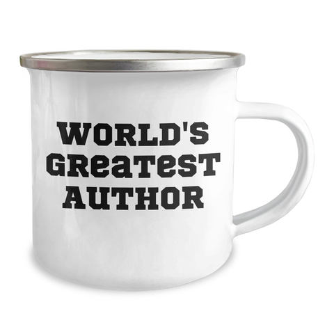 Image of Funny Author Gifts for Her - 'World's Greatest Author' Quote on a Unique Camping Mug for Mother's Day, from Family or Friends - Image 2