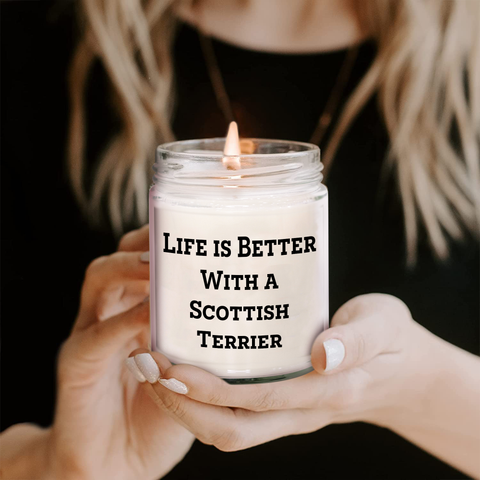 Image of Scottish Terrier Dog Life Is Better With A Scottish Terrier 9oz Vanilla Soy Candle Gifts for Dad Unique Father's Day Unique Gifts - Image 2