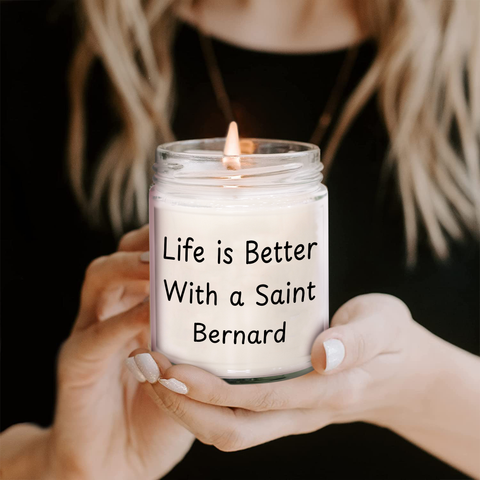 Image of Saint Bernard Dog Lover Gifts | 9oz Vanilla Soy Candle | Cute Saint Bernard Dog Gifts for Dog Lovers | Unique Father's Day Unique Gifts from Dog to Dad - Image 2
