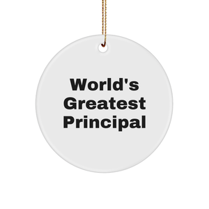 World's Greatest Principal Circle Ornament Gifts from Men to Principal for Christmas - Image 1