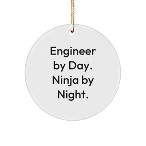 Engineer Gifts, Engineer By Day. Ninja By Night. Circle Ornament, Christmas Unique Finds, Gifts from Friends, Gifts for Engineer - Image 1