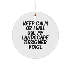 Landscape Designer Gifts for Men Friends Family - Funny Keep Calm Circle Ornament, Christmas Unique Presents from Women Coworkers - Image 1