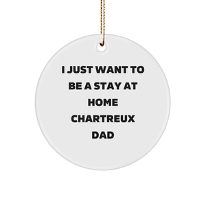 Chartreux Cat Dad Gifts, Funny Circle Ornament, 'I Just Want to Be a Stay at Home Chartreux Dad' Christmas Memorable Present for Men, Gifts from Men to Friends, Family, or Coworkers - Image 1