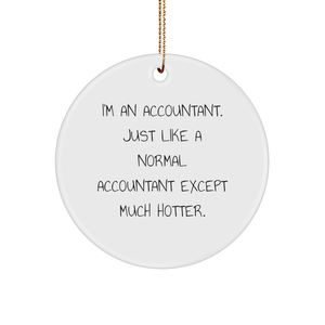Funny Accountant Gifts, Circle Ornament, Christmas Memorable Present for Accountants, Gifts from Friends, Inspirational Quote: 'I'm An Accountant. Just Like A Normal Accountant Except Much Hotter.' - Image 1