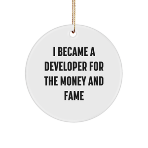 Developer's Proud: Funny Quote Circle Ornament for Christmas Unique Gifts for Developers, Friends and Family - Image 1