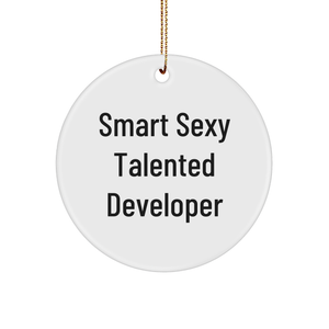 Smart Sexy Talented Developer Christmas Circle Ornament, Gifts from Friends, Quote, Developer Gifts, Unique Christmas Unique Gifts - Image 1