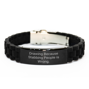 Drawing Enthusiast's Humorous Gift from Friends, Drawing Inspirational Glide lock Clasp Bracelet for Men and Women, Unique Father's Day Unique Gifts from Family - Image 1