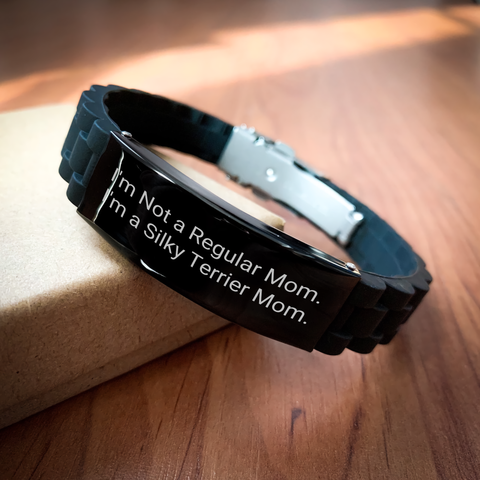 Image of Funny Silky Terrier Dog Mom Gifts - Glide lock Clasp Bracelet for Men - Gifts from Mom - Silky Terrier Dog Lovers - Father's Day Unique Gifts - Image 2