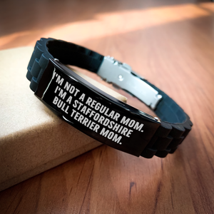 Funny Staffordshire Bull Terrier Dog Mom Glide lock Clasp Bracelet Gifts for Men, From Family, Unique Father's Day Unique Gifts