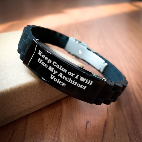 Image of Funny Architect Gifts for Men - Keep Calm Or I Will Use My Architect Voice Glide lock Clasp Bracelet, Father's Day Unique Presents from Family, Coworkers, Friends - Image 2