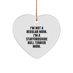 Staffordshire Bull Terrier Dog Mom Heart Ornament Gifts from Family, Christmas Unique Love - Image 1