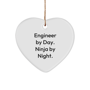 Engineer Gifts by Day, Heart Ornament Ninja by Night, Funny Christmas Unique Gift for Men Friends Family - Image 1