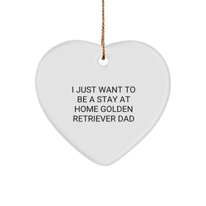 Golden Retriever Dad Gifts: Funny Stay At Home Golden Retriever Dog Gifts for Christmas - Heart Ornament for Golden Retriever Lovers - Unique Gifts for Dog Parents from Mom to Dad - Image 1