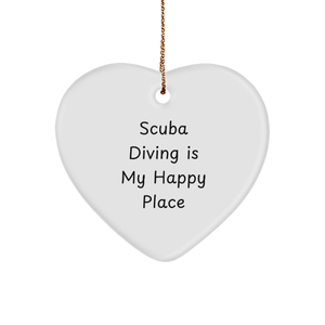 Scuba Diving Gifts from Friends, Scuba Diving Is My Happy Place, Christmas Unique Heart Ornament - Image 1