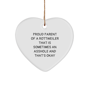 Proud Rottweiler Parent's Heart Ornament, Funny Christmas Unique Gift for Rottweiler Dog Lovers, Gifts from Friends, Family, or Coworkers - Image 1