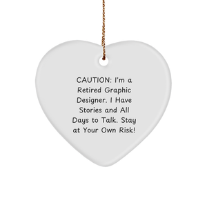 Funny Graphic Designer Gifts from Friends for Men, Women, and Coworkers - Heart Ornament with Caution Quote - Christmas Unique Presents - Image 1