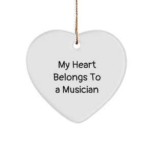 Musician Heart Ornament - My Heart Belongs To A Musician Funny Gift for Christmas - Image 1